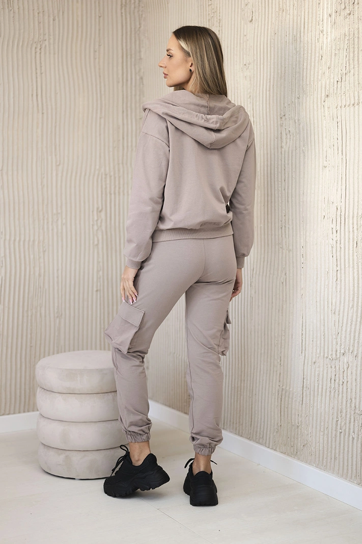 Set 3 in 1 Sweatshirt + Top + Hose dunkelbeige