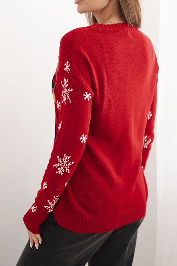 Christmas sweater with reindeer red