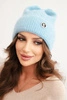 Damen Wintermütze flauschig mit dekorativem Knopf blau