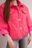 Spring women's quilted jacket with a floral pattern pink