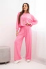 Women's set viscose sweatshirt with pendant and wide pants light pink