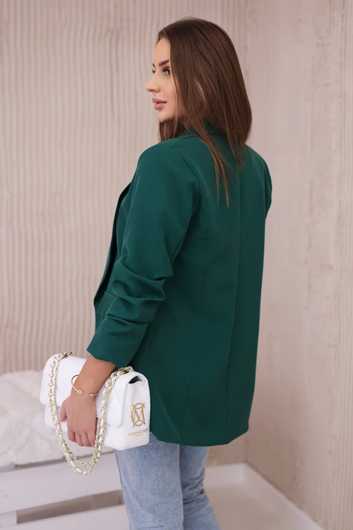 Elegantná bunda s chlopňami tmavé zelená