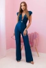 Damen-Jumpsuit mit dekorativer Krawatte in der Taille nautisch