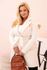 Dámská vesta Plus Size prošívaná s páskem a límcem světlá béžová