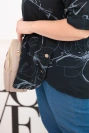 Women's cotton Plus Size blouse with short sleeve and pocket black