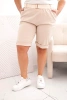 Women's Cotton Plus Size Shorts with Belt light beige