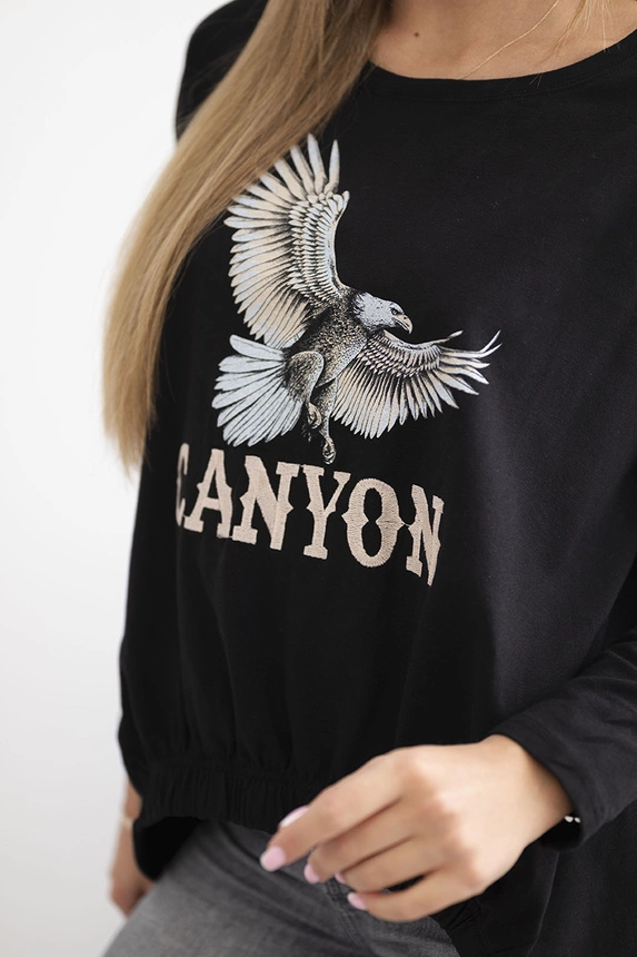 Women's blouse with eagle and Canyon inscription black
