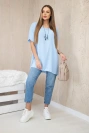 Oversize-Bluse mit Anhänger blau