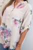 Women's cotton blouse with a floral pattern beige