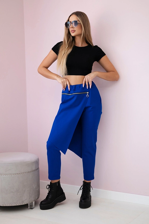 Punto Milano Winter trousers with a decorative zipper cornflower blue