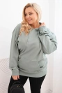Women's Plus Size Loop Sweatshirt with Hood and Kangaroo Pocket dark mint