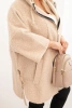 Women's Plus Size coat with a hood and zipper beige