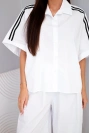 Women's cotton shirt set with side stripes for summer white