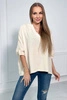 Muslin blouse with rolled-up sleeves light biege