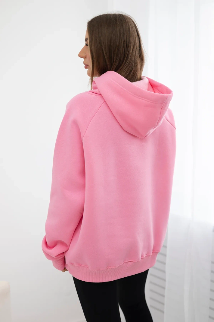 Isoliertes Baumwoll-Sweatshirt mit Kapuze Love Hellrosa