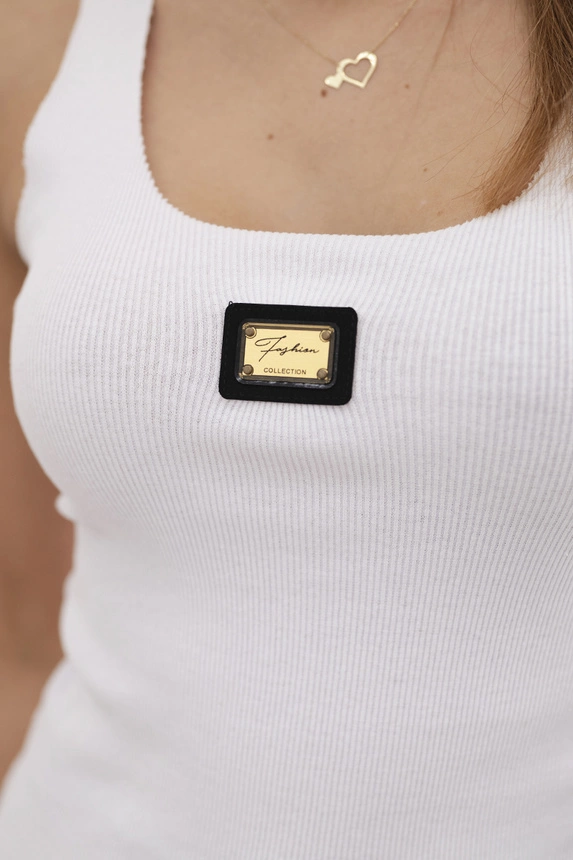 Rippenbluse mit Bluse weiß