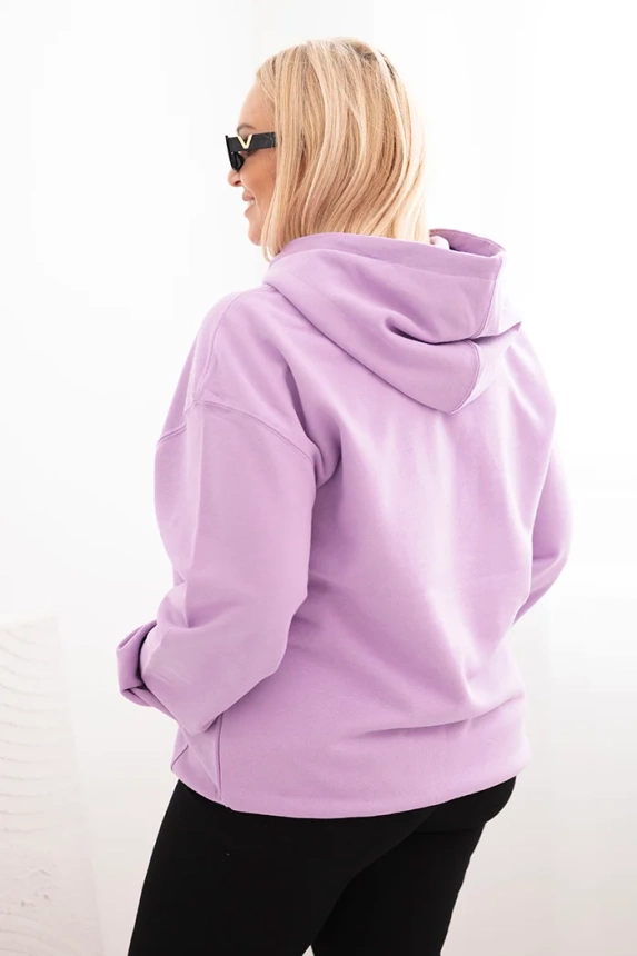 Dámska mikina s kapucňou a klokankou Plus Size z bavlny fialová