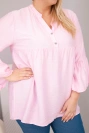 Damen Viskosebluse Plus-Size mit Volantärmeln und V-Ausschnitt Bonbonrosa