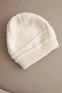 Damen Wintermütze aus Wolle mit geflochtenem Muster K428 hellbeige