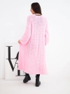 Damen langer Ajour-Strickjacke ohne Verschluss mit weitem Ärmel rosa hell