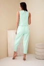 Women's elegant set with a buttoned vest and trousers mint