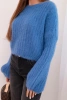 Women's mohair sweater with puff sleeves dark denim
