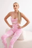 Fitness set top with adjustable straps + push up leggings light pink