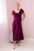 Ruffled dress with a tie at the neckline plum