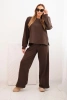 Women's cotton set with wide legs and a long-sleeve sweatshirt brown