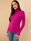 Damenpullover aus Viskose mit Rollkragen und langen Ärmeln dunkelviolett