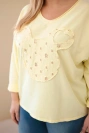 Women's cotton Plus Size blouse with a V-neck yellow