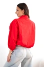 Women's cotton cover-up with ruching and tie fastening red
