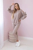 Set of sweatshirt with a bow on the sleeves and leggings dark beige