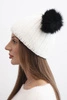 Women's winter wool hat with pompom K433 white