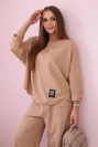 Cotton sweatshirt pants set light camel