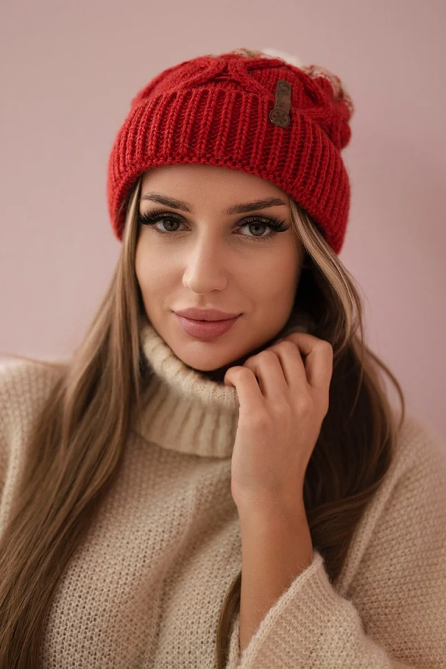Čapica s fleece Alice K248 malina+ecru
