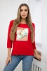 Bluse mit 3D Vogel Grafik rot