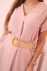 Dress with a decorative belt dark powdered pink
