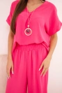 Set with necklace blouse + pants pink