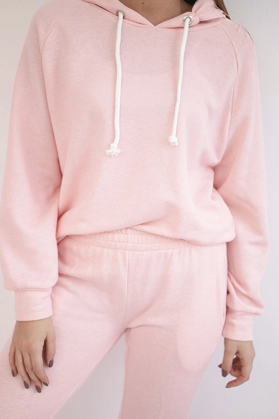 Sweatshirt set with a hood powdered pink
