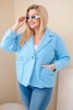 Dámska bunda Plus Size s vlnenou štruktúrou a vreckami modrá