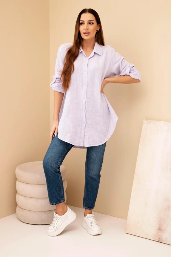 Cotton muslin shirt light purple