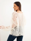 Women's sweater made of 70% kid mohair with buttons with a worn effect ecru