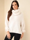 A sweater women's with wool blend and snood light beige