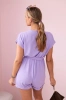 Kurzer Jumpsuit in der Taille gebunden hellviolett