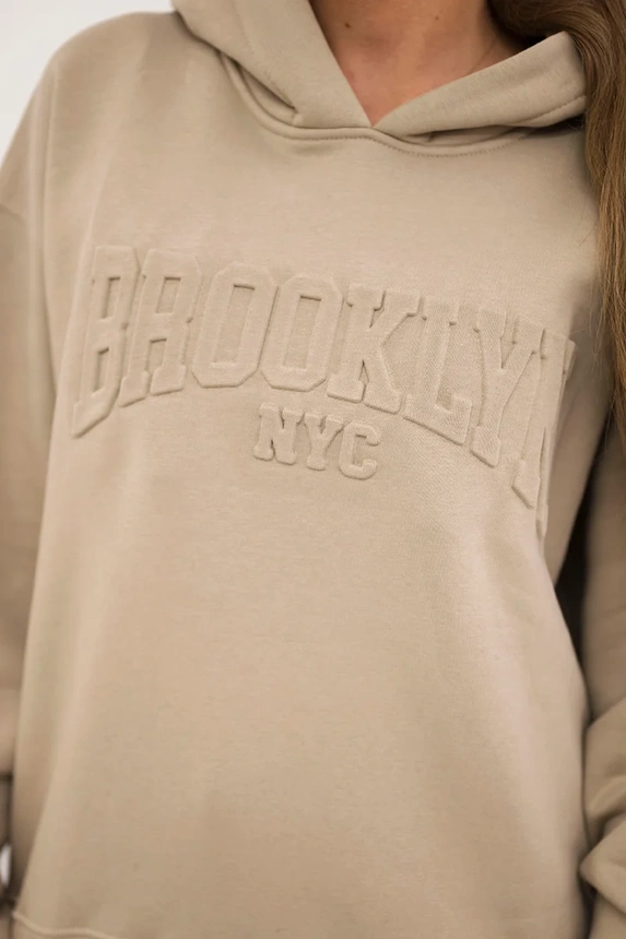 Izolovaná bavlněná souprava, mikina + kalhotami Brooklyn světle béžová