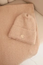 Women's set with a hat and scarf made of soft knit beige