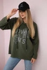 Oversized viskózová mikina Love khaki