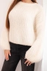 Women's mohair sweater with puff sleeves ecru