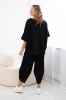 Baumwollset Bluse + Hose schwarz